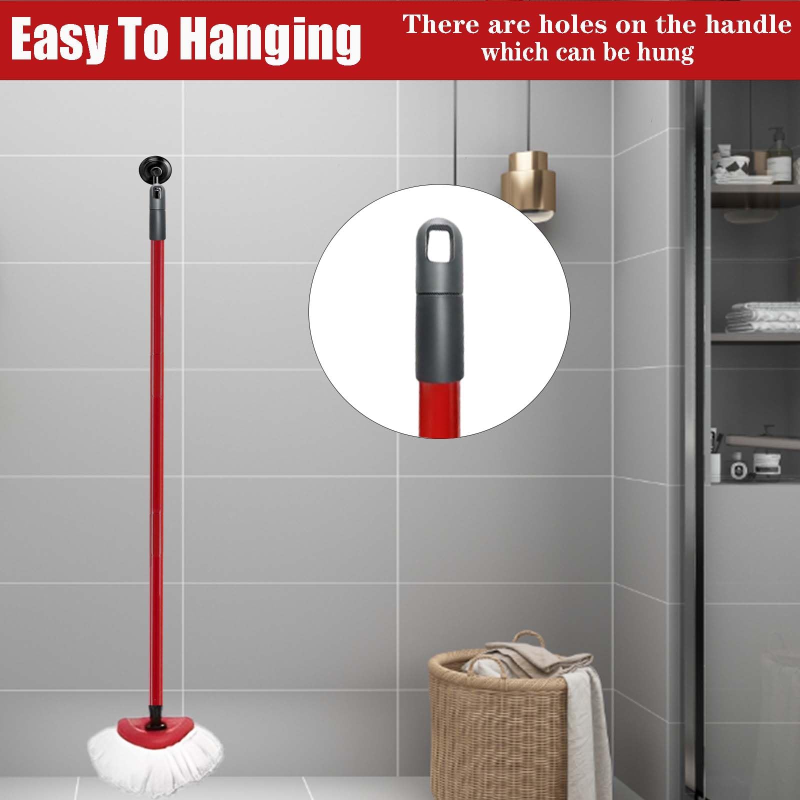 Mop Handle for Ocedar, Spin Mop Handle for O Cedar 4-Section 28.5-to-55inch Mop Replacement Stick Compatible with Ocedar Easy Wring Mop Refills Germany Screw Joint