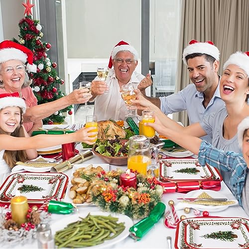 Christmas Paper Plates Disposable Set 100 Pcs Red Green Xmas Tree Design