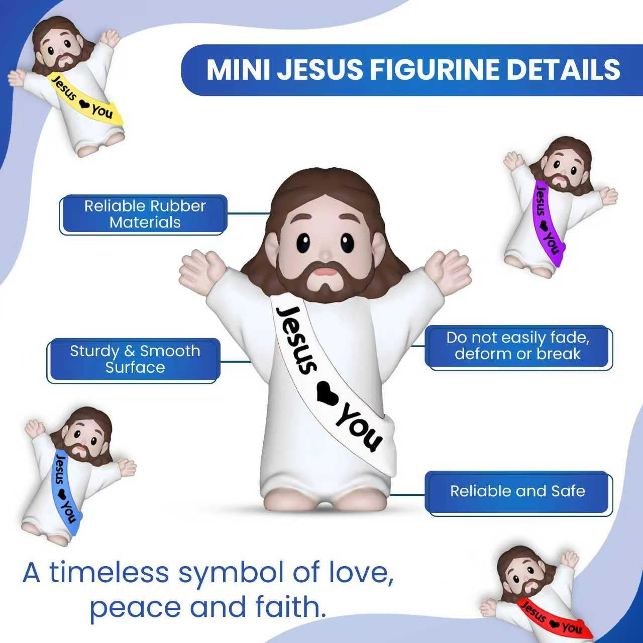 NOIENSI Jesus Loves You Figures 100 Pack – Multicolor Mini Jesus Figurines in Bulk, Little Jesus Figures for Easter, Church, and Religious Celebrations (Hand up)