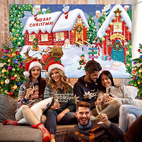 Christmas Wall Scene Santa Workshop and Toy Shop Backdrop - Extra Large Holiday Decor