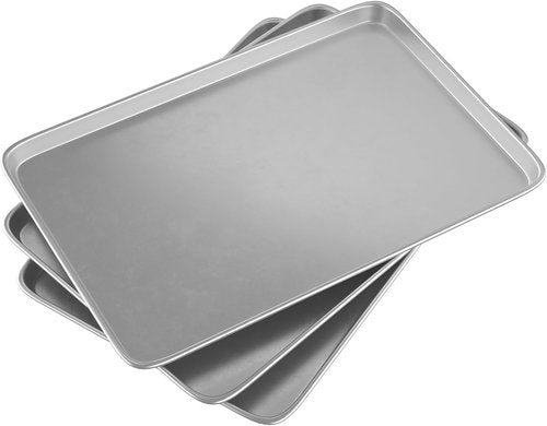 CROSSON Cookie Sheet Pans Set of 3 - Commercial Grade Aluminum Baking Trays | 16x24 Inch Jelly Roll Pan