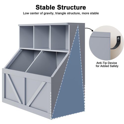 GarveeHome Kids Toy Storage Organizer, Kids Bookshelf and Toy Storage, Toddlers Bookshelf Toy Organizer for Kids Rooms Playroom Bedroom Nursery Daycare, Gray