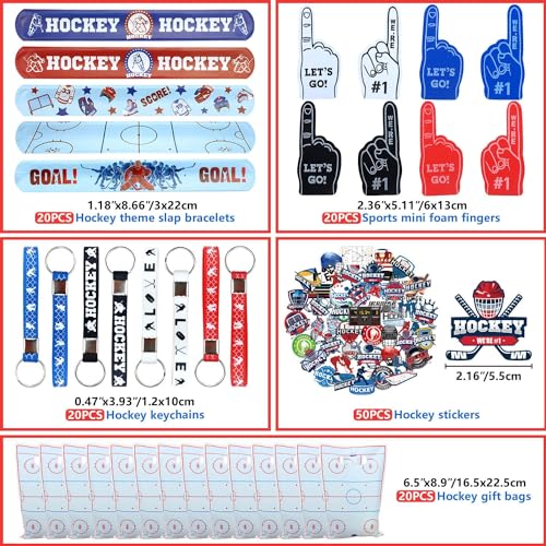 130PCS Hockey Party Favor Set - Keychains, Gift Bags, Stickers & More