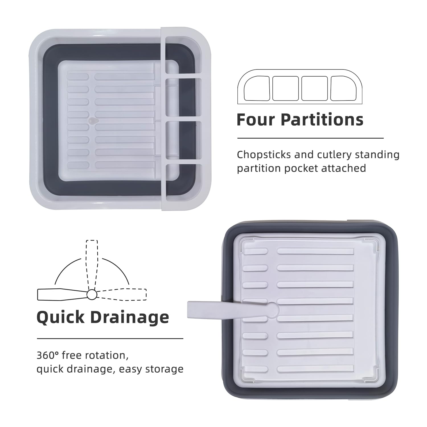 THANSTAR Collapsible Dish Drying Rack for RV Campers Portable Dinnerware Drainer Organizer for Kitchen Travel Trailer