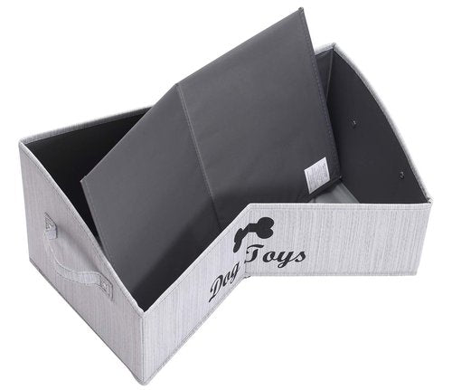 Brabtod Linen-cotton blend Dog Toy Box - Organize Toys, Blankets, Leashes, Gray