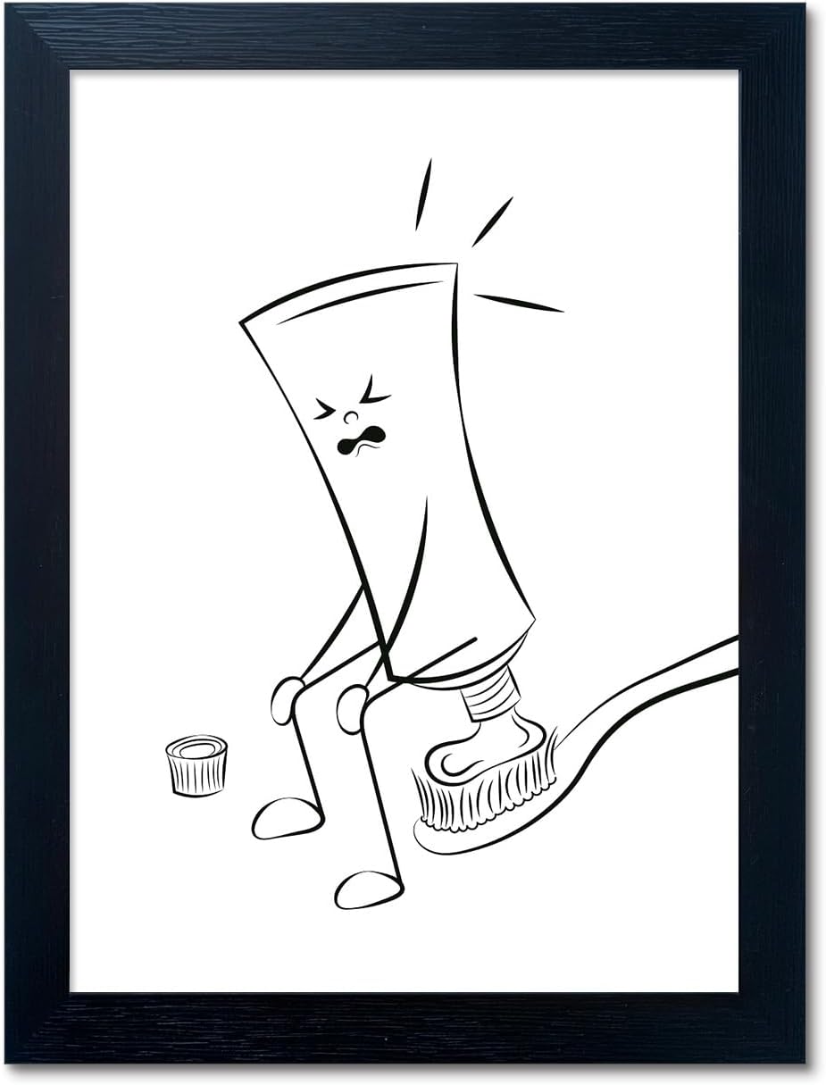 Regine Switzerland Black and White Bathroom Wall Art - Funny Minimalist Toilet Decor | Framed Canvas Print