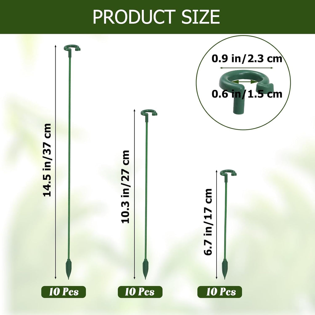 Small Plant Stakes - Pack of 30 | Durable Support for Indoor Plants - 3 Sizes: 6.7/10.7/14.6 Inches