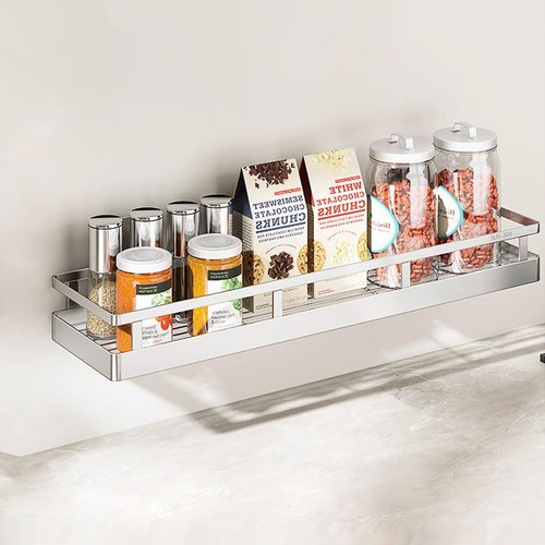 2PCS Kitchen Spice Rack, SUS304 Stainless steel Wall Mount Storage Rack, Seasoning Container, 19.7Inch Spice Organizer, Kitchen Seasoning Hanging Rack, Bathroom Shelf for Storing Toiletries