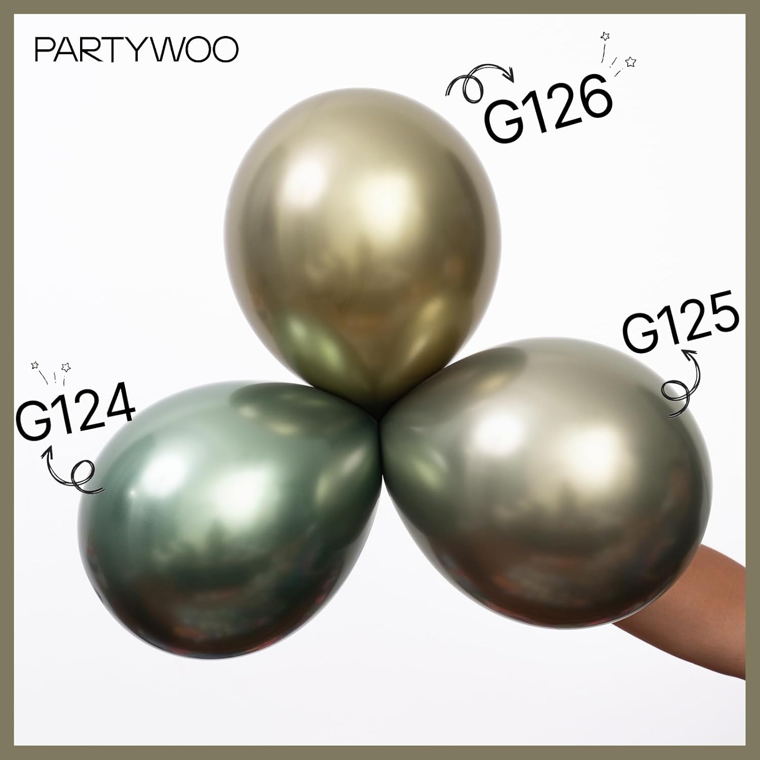 PartyWoo Metallic Green Balloons - 50pcs 12 Inch Sage Olive Green for Graduation & Baby Showers