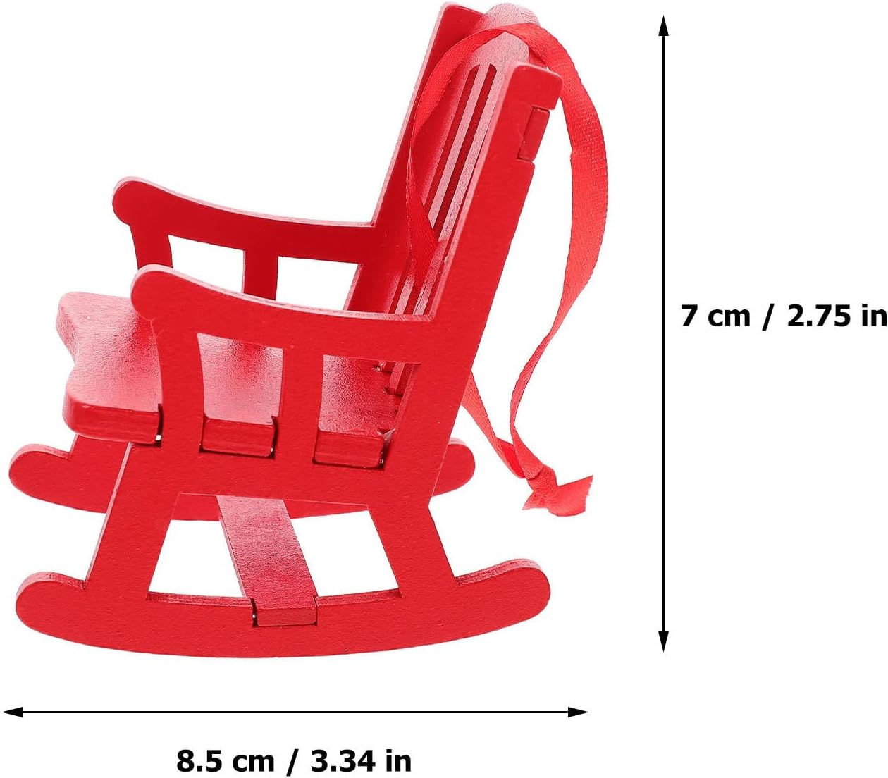 Skiennix Red Miniature Rocking Chair - 3.34 Inch Vintage Wooden Dollhouse Furniture Decor