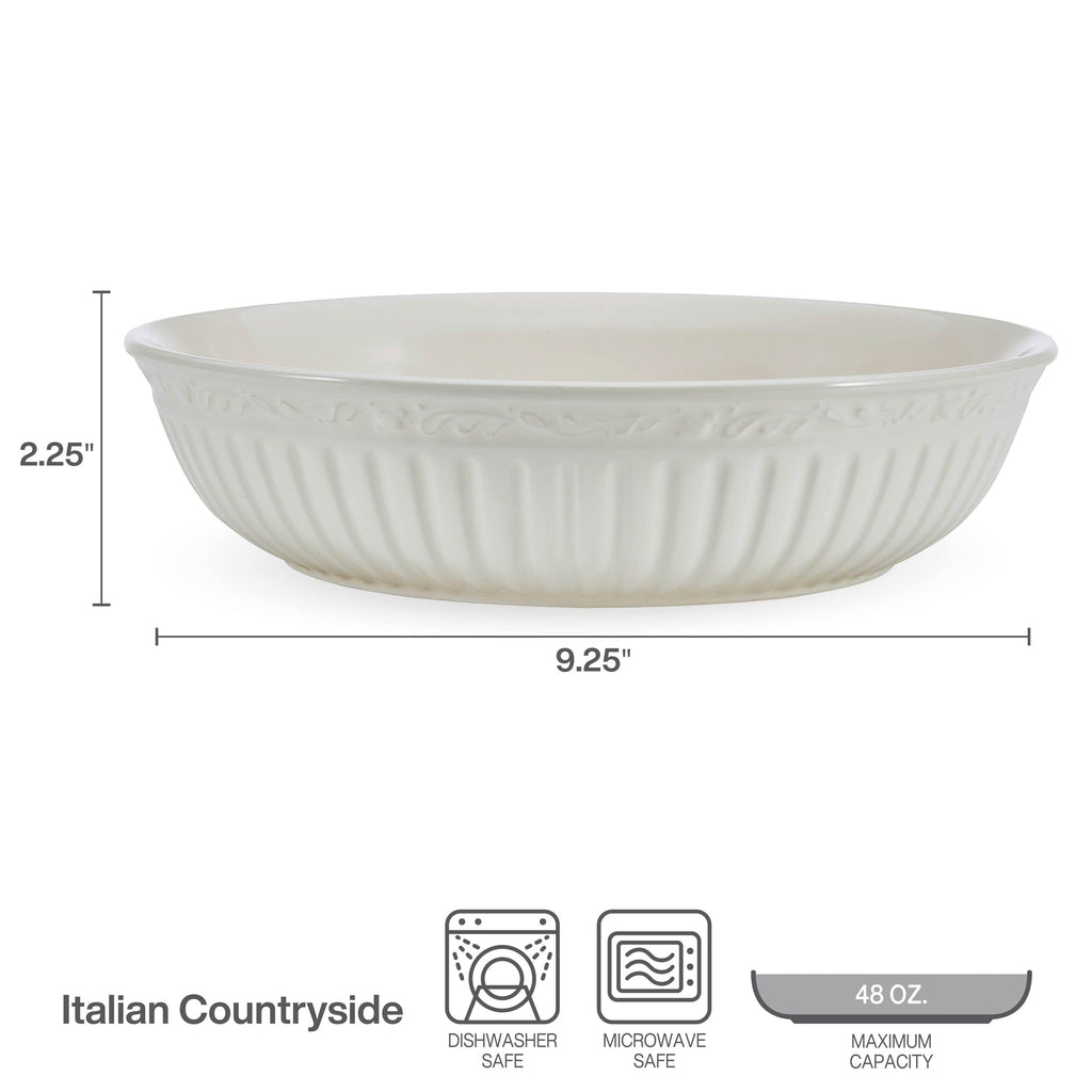 Mikasa Italian Countryside Set of 4 Pasta Bowls, 9.25 Inch, Cream