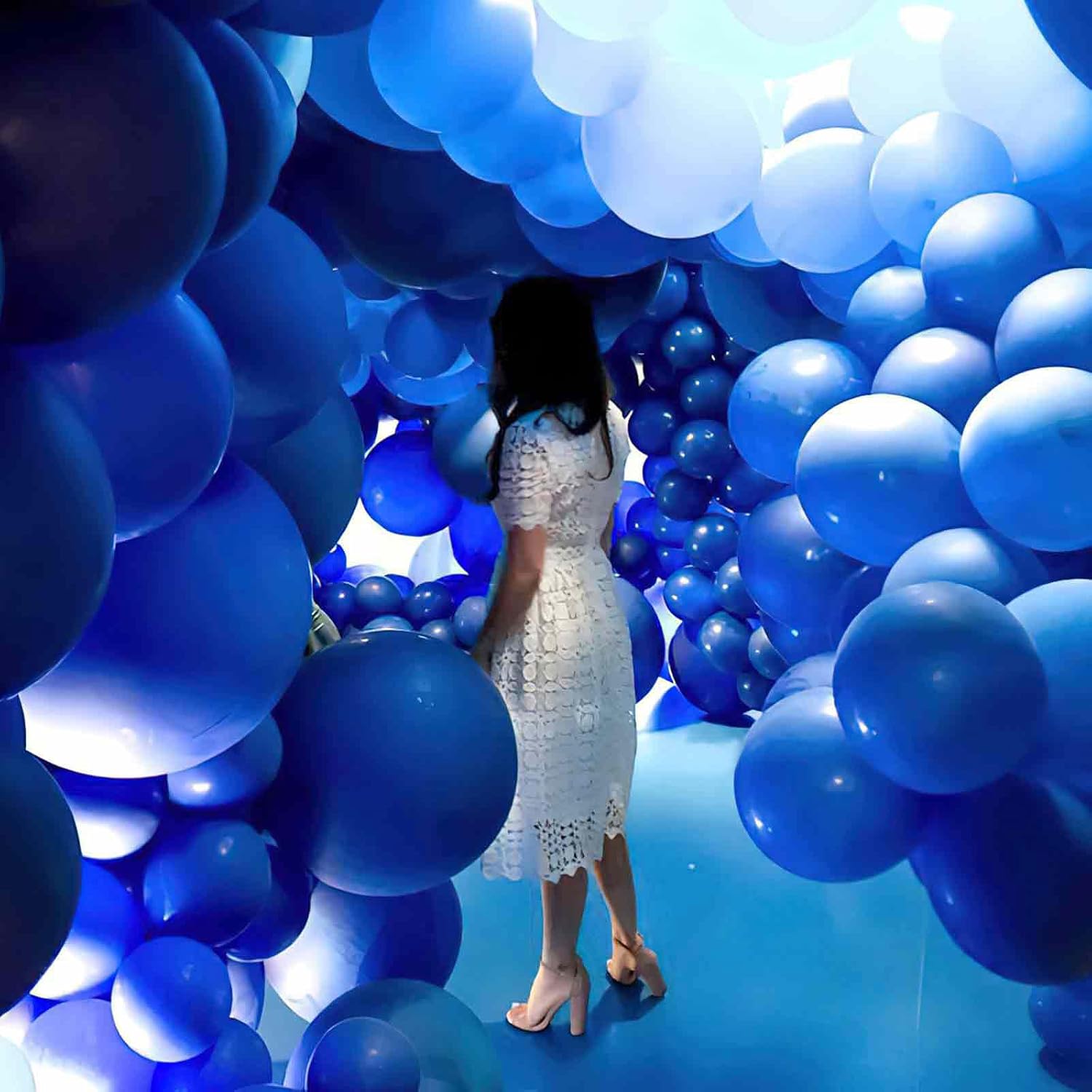 PartyWoo Pearl Blue Balloons - 140-Piece Sky Blue Latex Balloon Arch Kit for Graduation & Birthday Decor