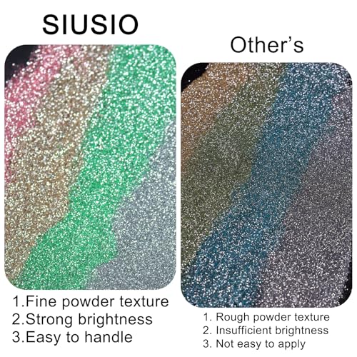 SIUSIO Reflective Glitter Powder Set, 8 Colors Diamond Nail Glitters Dust