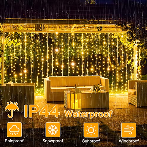 Curtain Lights 6.6x6.6ft, 200 LED String Lights with Remote Control, Warm White - 1 Pack