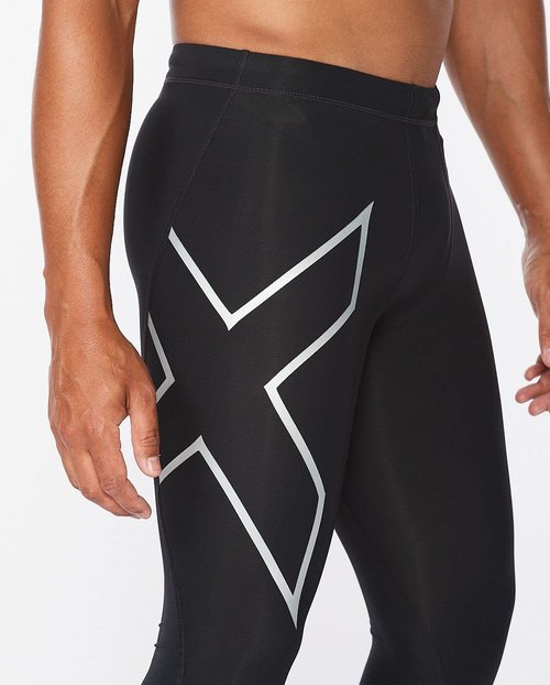 2XU Men's Core 3/4 Compression Tights, Black/Silver, X-Small