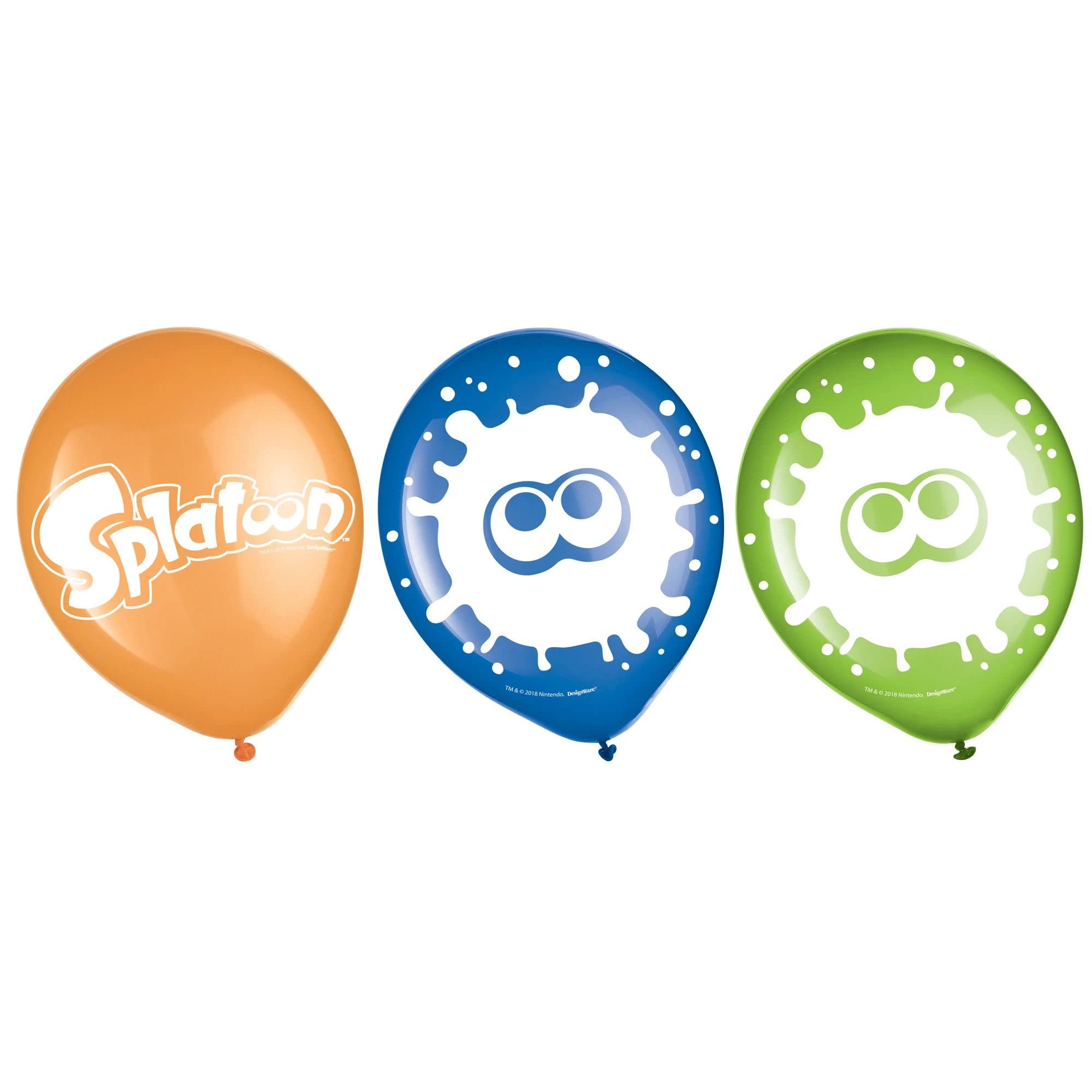 Splatoon Themed Latex Balloons | Assorted Colors | Pack of 6