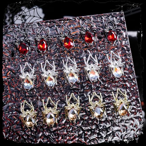 3D Spider Halloween Nail Charms - Alloy Rhinestone Gems for Acrylic Nails