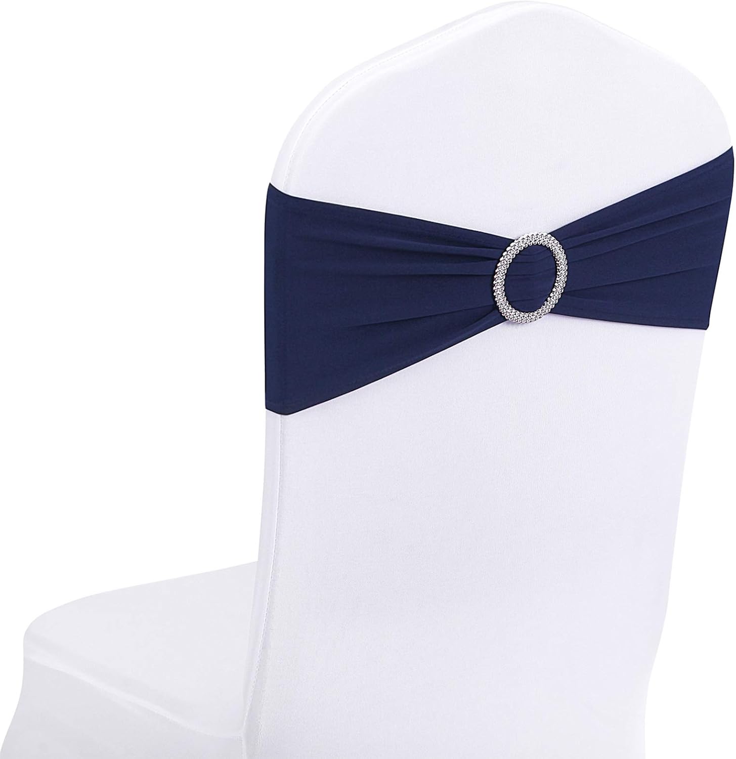 Peomeise Navy Spandex Chair Sashes - 25pcs with Buckle Slider for Elegant Wedding & Party Decor