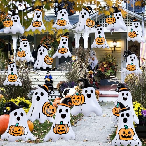 18-Piece Halloween Inflatable Ghost Balloons PVC Yard and Party Decor