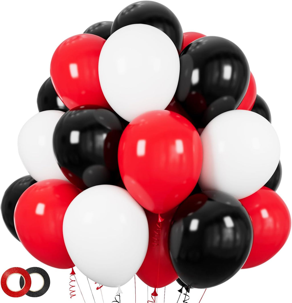 Matte Black & Red Balloons by [Brand Name] - 100-Pack 12-Inch Latex Balloons for Birthday & Graduation Decor