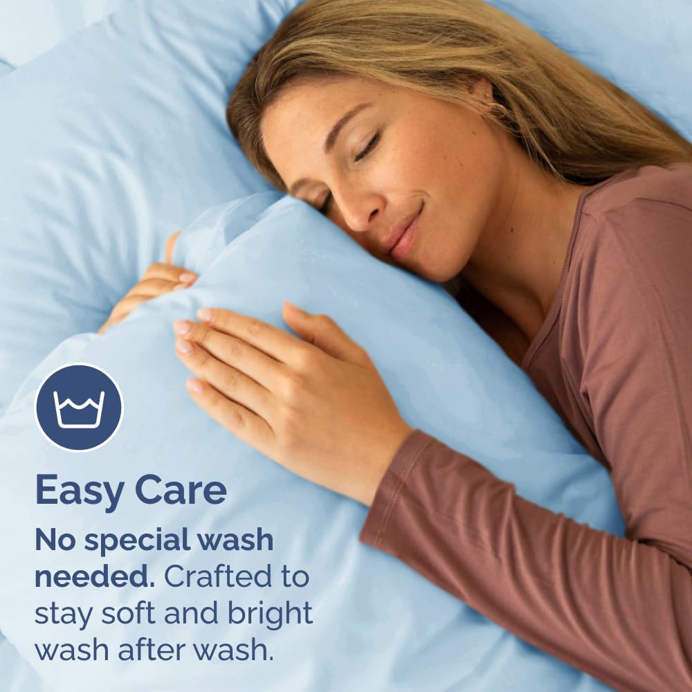 Skiennix Queen Pillow Cases Set of 2 - Ultra Soft Hotel Quality - Wrinkle Free & Stain Resistant - Sky Blue