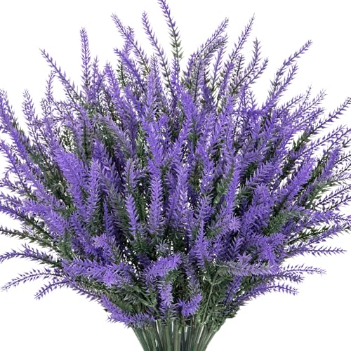10 Bundles of Artificial Lavender Flowers - Deep Purple Faux Plants