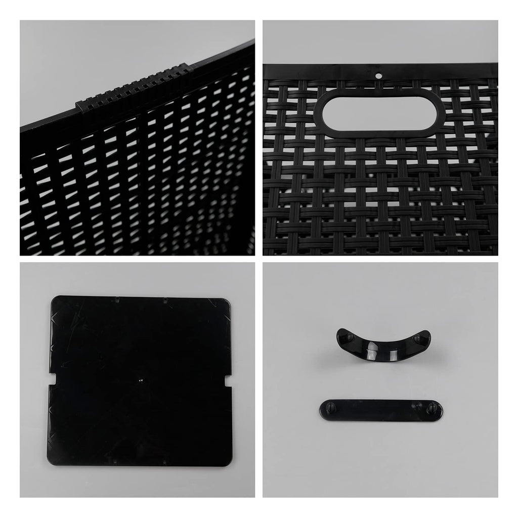 Ucake 42 L Plastic Storage Basket, Folding Laundry Hamper, Black, 2 Packs
