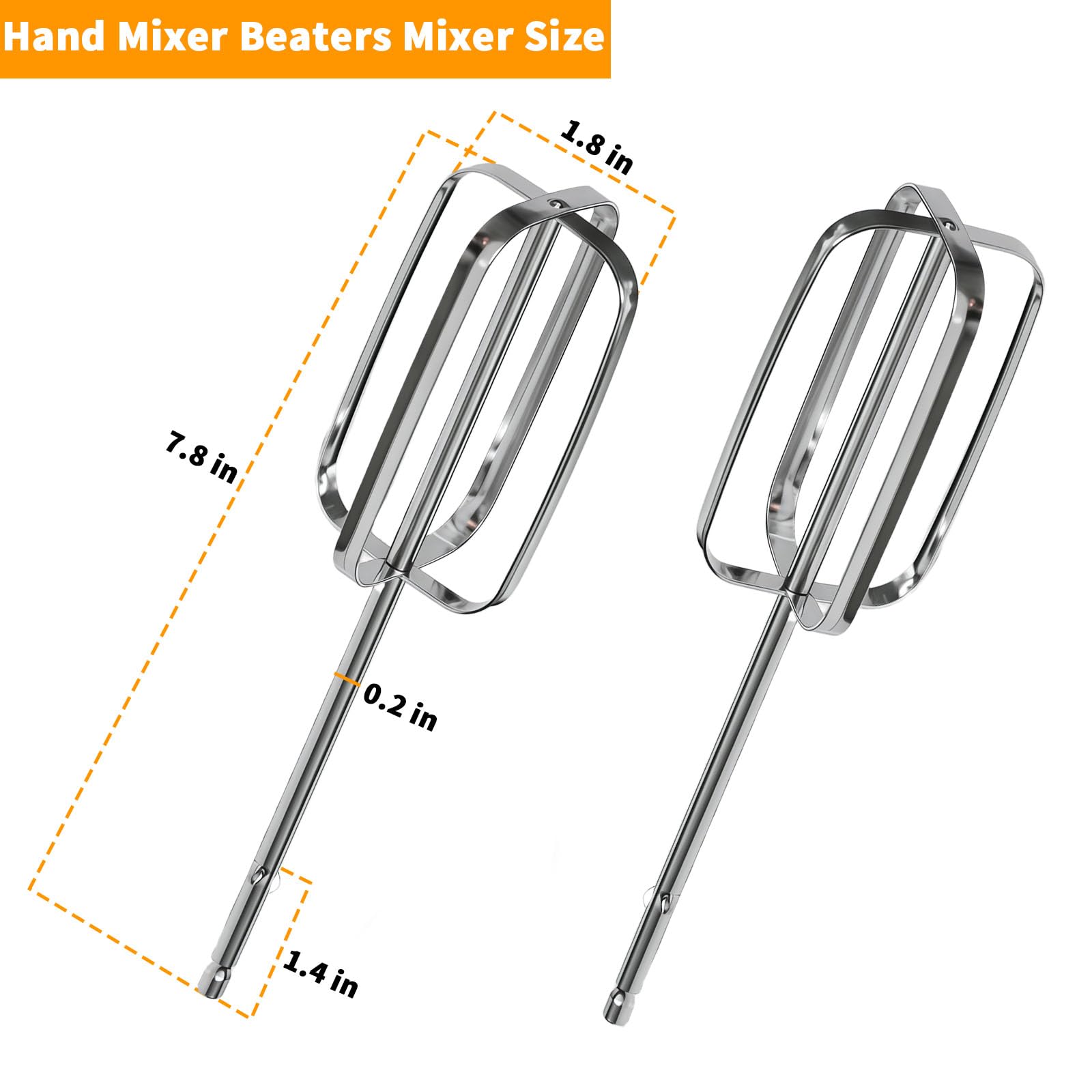 3MIRRORS Hand Mixer Beaters for Hamilton Beach Hand Mixers 62682RZ, 62692, 62695V, 64699, Stainless Steel stand mixer whisk Replacement Attachments 2-Pack