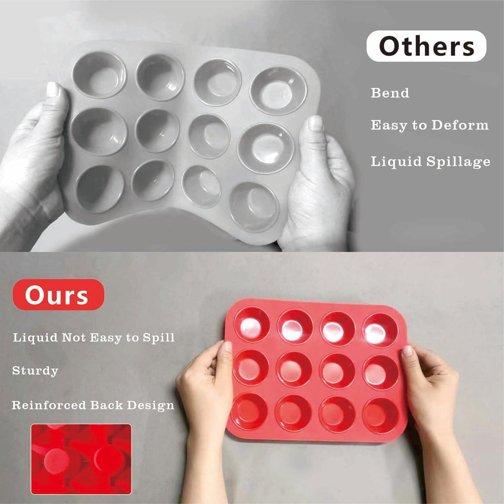 Saphe Silicone Muffin Pans - Nonstick 7-Cup Baking Molds for Egg Bites, Muffins & Cupcakes | 2-Pack