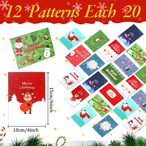 Christmas Greeting Cards Set with Envelopes, Stickers & Assorted Designs, 240 Pieces