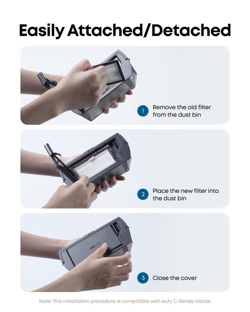 eufy Replacement Washable Filter for eufy C10, 2-Pack Included