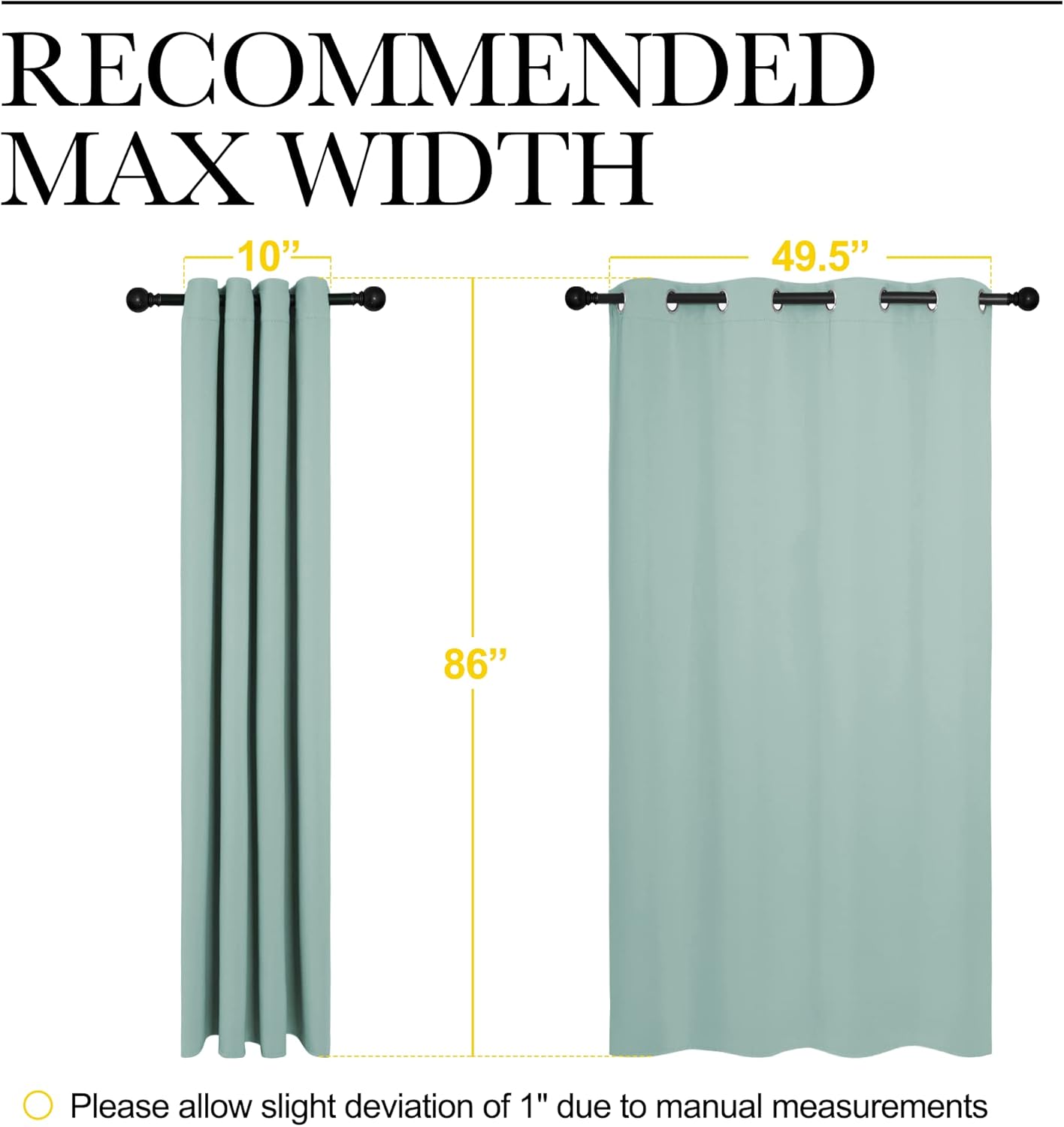 NICETOWN Aqua Blue Blackout Curtains - Sound Reducing & Energy Efficient | 86" Long, 55" Wide (2 Panels)