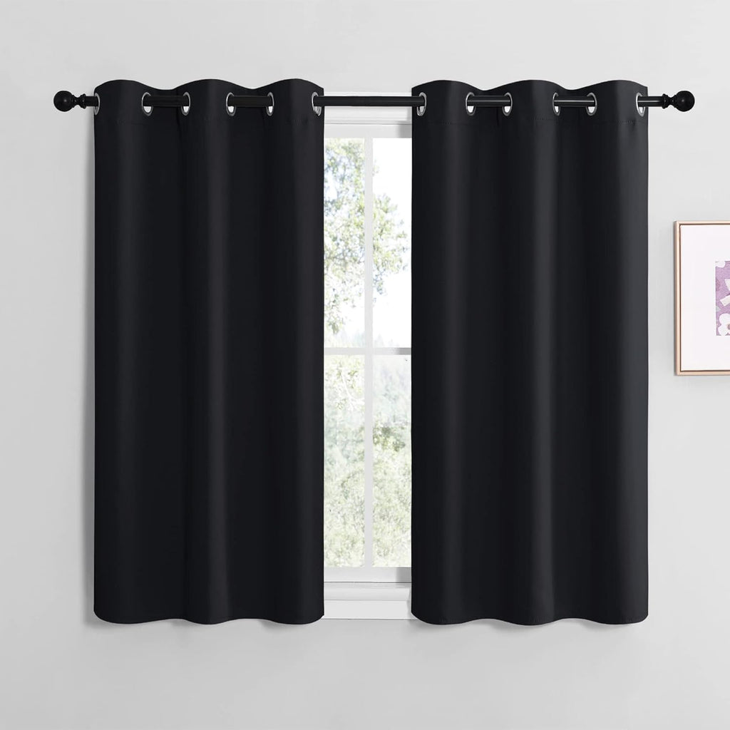 NICETOWN Blackout Curtain Panels - Thermal Insulated Drapes for Bedroom | Black, 2 Panels, 29"W x 36"L