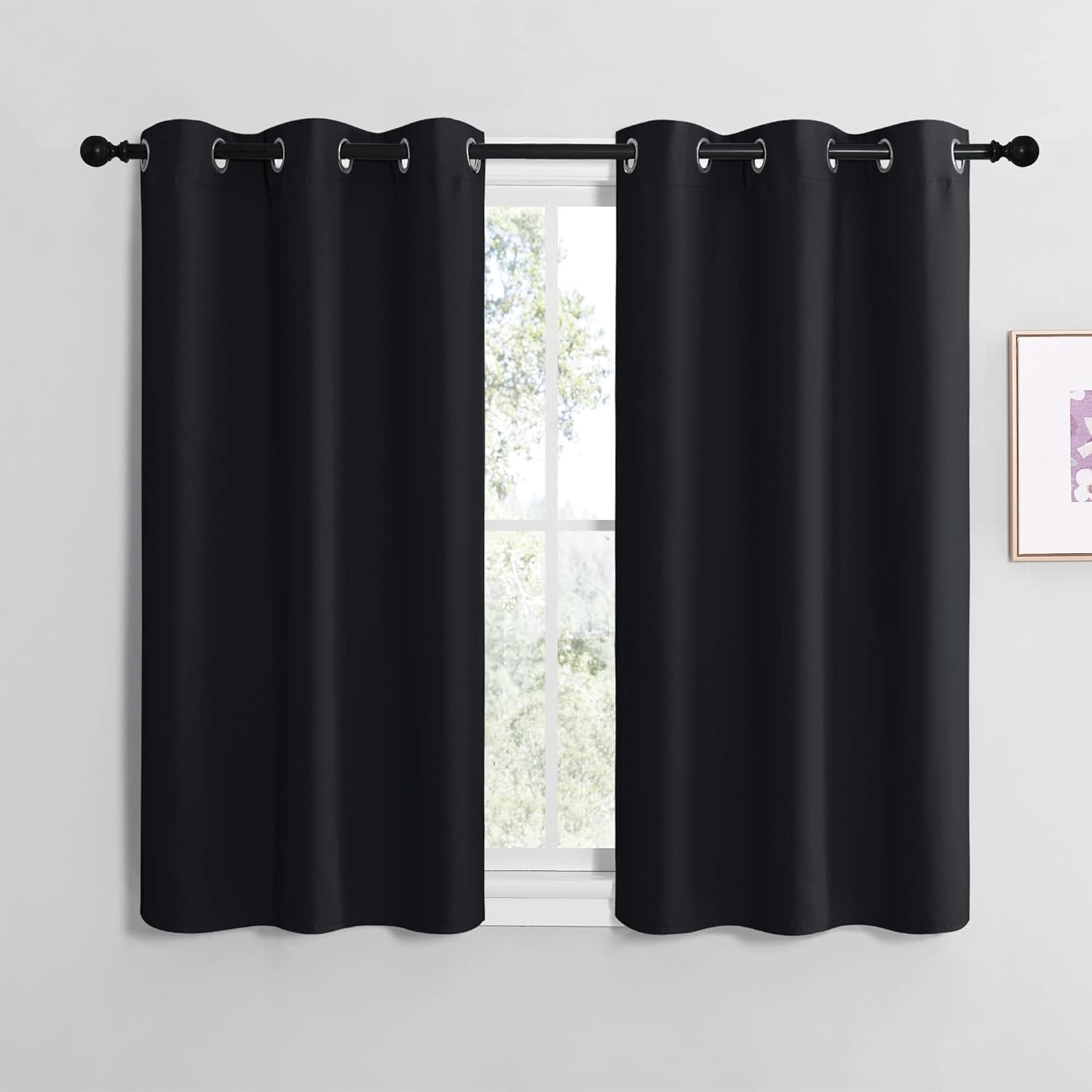 NICETOWN Blackout Curtain Panels - Thermal Insulated Drapes for Bedroom | Black, 2 Panels, 29"W x 36"L