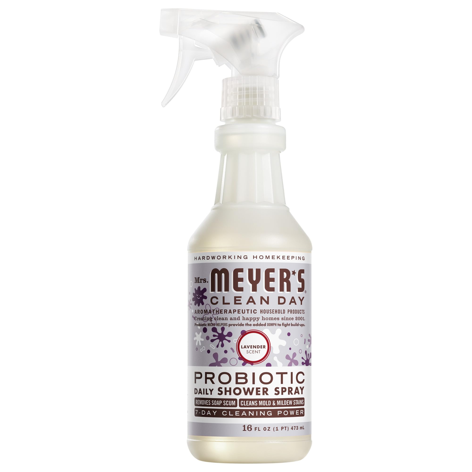MRS. MEYER'S CLEAN DAY's Probiotic Daily Shower Spray Cleaner, Made With Essential Oils And Other Thoughtfully Chosen Ingredients, Lavender, 16 oz.