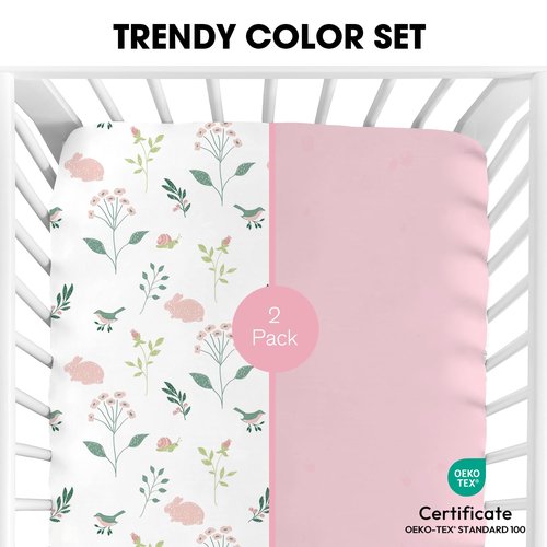 Little Grape Land Crib Sheets - Super Soft 2-Pack Fitted Sheets for Standard Crib & Toddler Mattress (Little Bunny)