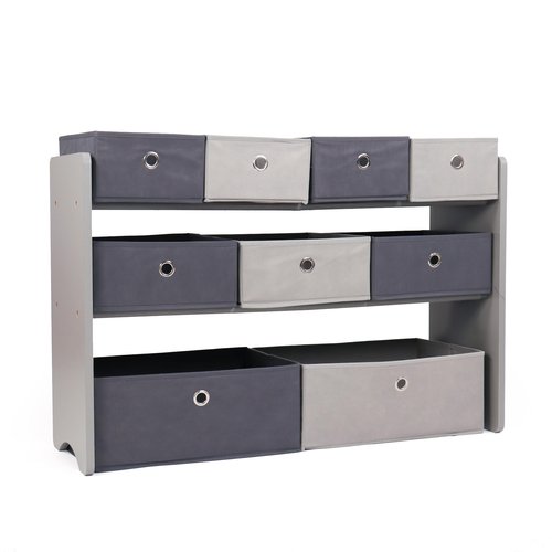 Humble Crew Toy Storage Organizer with 9 Removable Fabric Bins, Light Grey/Grey – Premium Playroom Toy Organizer for Toddlers Ideal for Kids' Rooms, Playrooms, and Nurseries - Modern Toy Bins for Kids