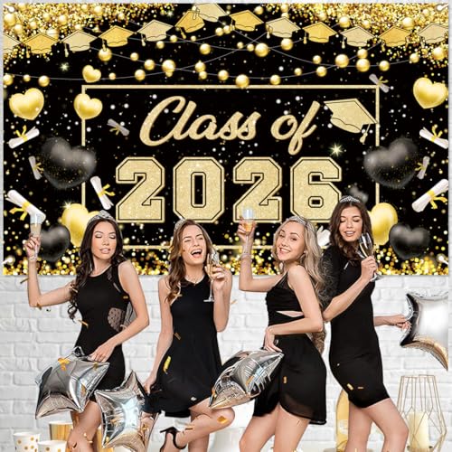 Class of 2026 Graduation Banner Backdrop with Tassel - 5.9 x 3.6 ft