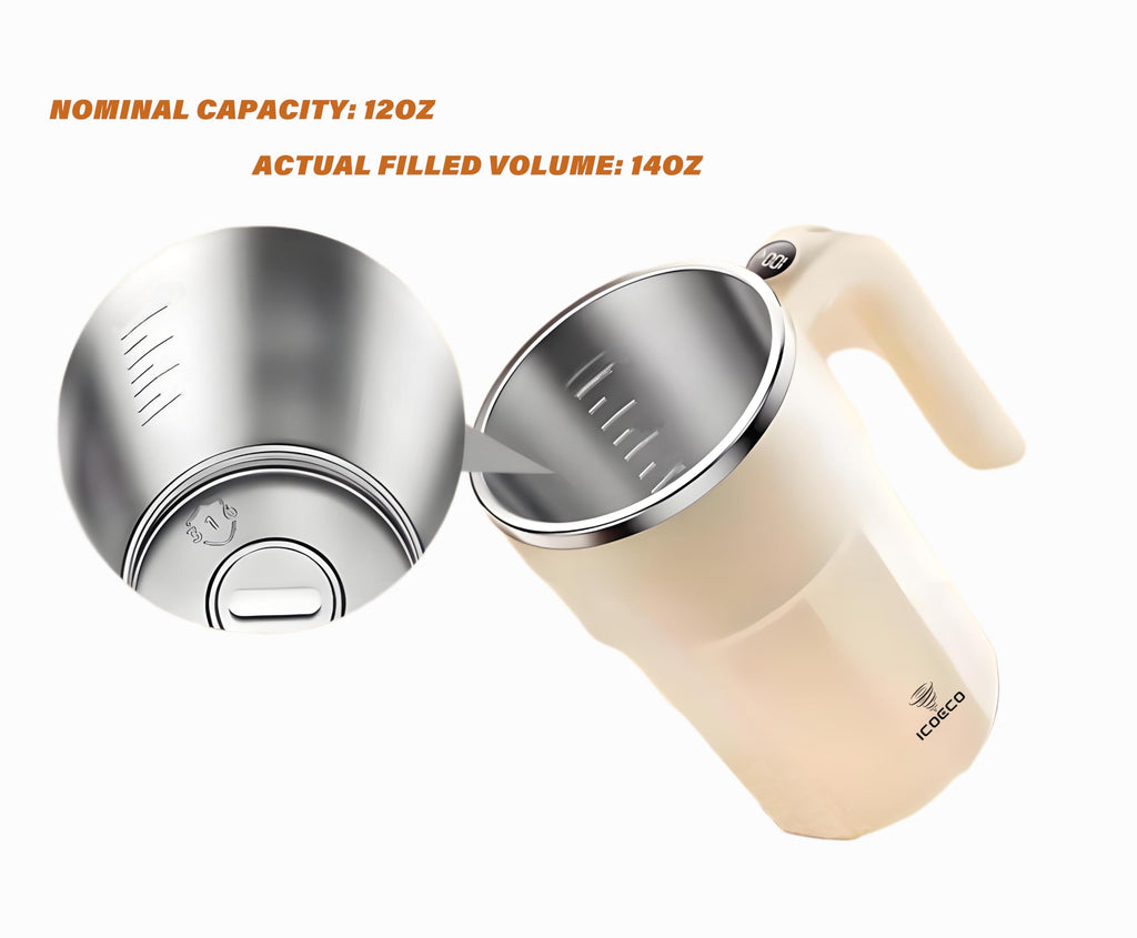 Self Stirring Mug, 12oz Electric Mixing Cup, Cream | Rechargeable, Gift for Coffee Lovers & Office Use(Black)