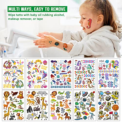 Zayvor Kids Temporary Tattoos - 250+ Waterproof Designs & Party Favors
