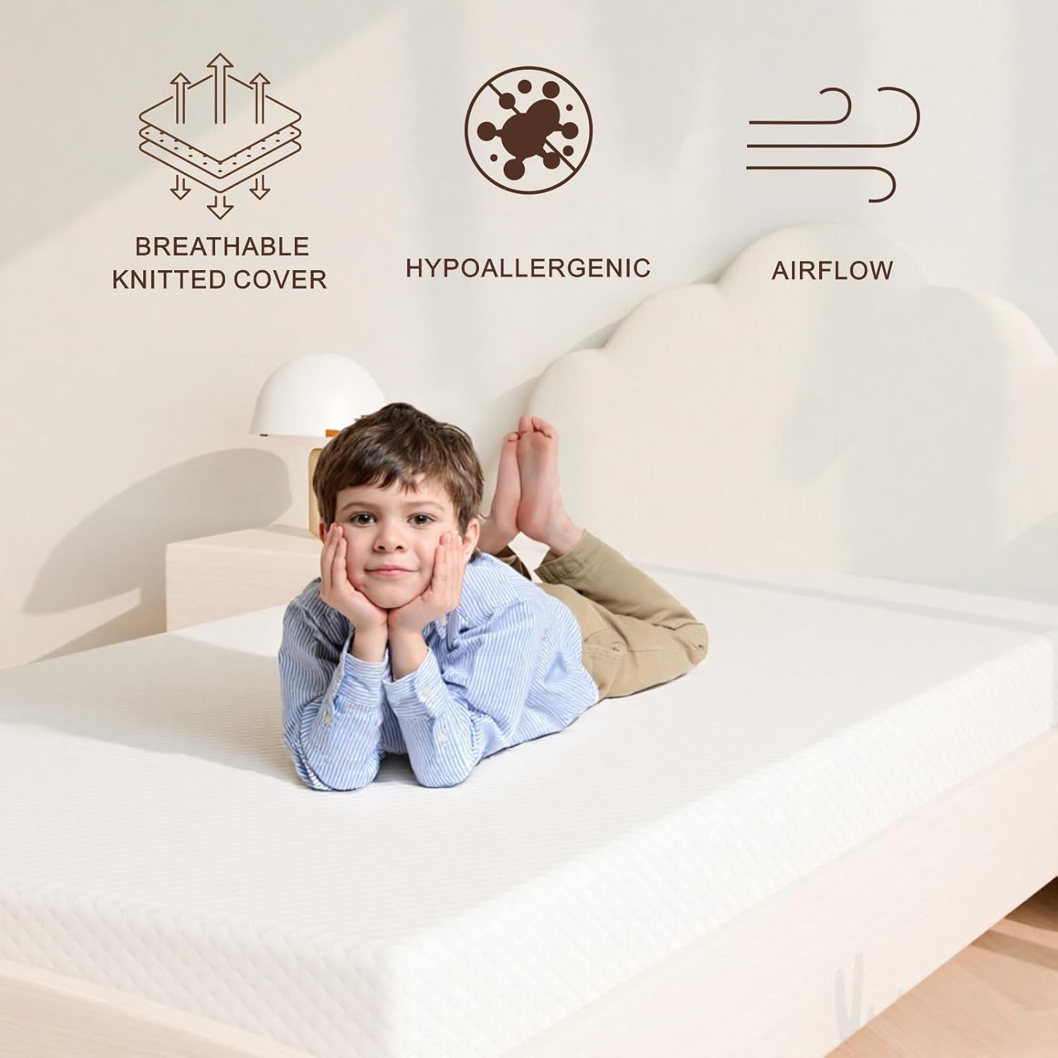 Skiennix Twin Mattress - 5 Inch Medium Firm Cooling Gel Memory Foam - Safe & Fiberglass-Free for Kids