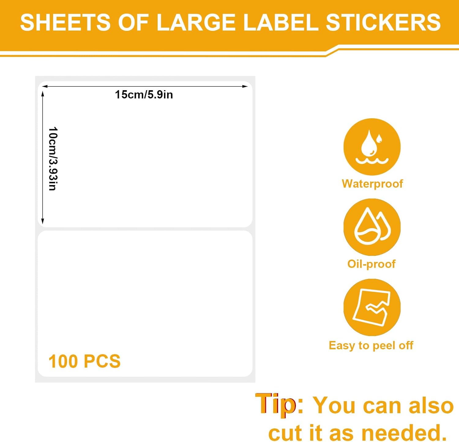 Skiennix 100 Pcs Storage Bin Labels - Large 6x4 Inch Adhesive Stickers with Removable Marker