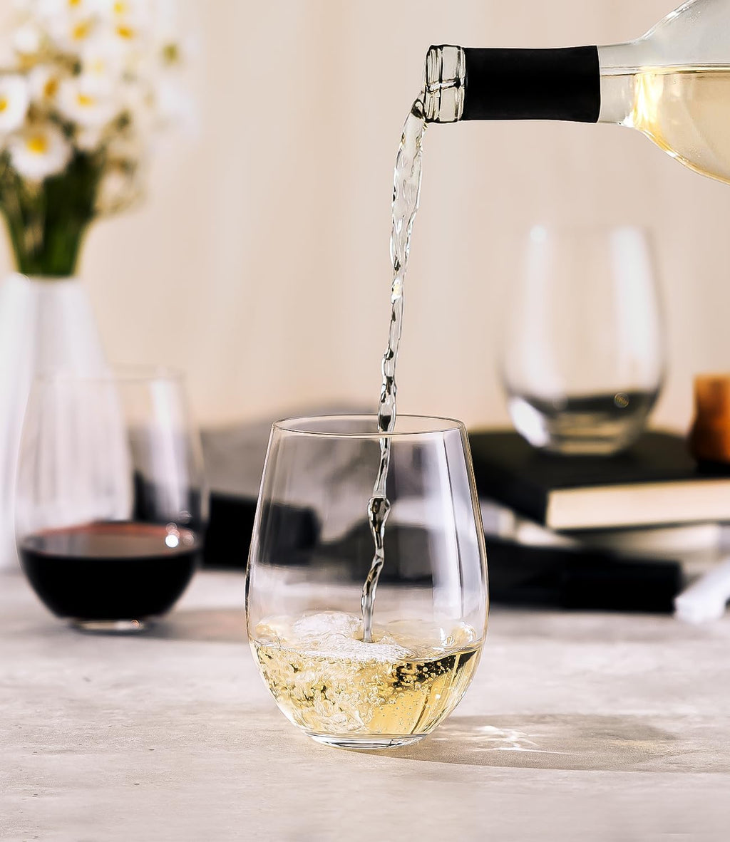 LUNA & MANTHA Stemless Wine Glasses, Crystal Red White Wine Glasses for Daily Use, Hosting, Home Bar, Evening Party, Birthdays, Shower, Housewarming Gift,Stemless Set of 2 18oz