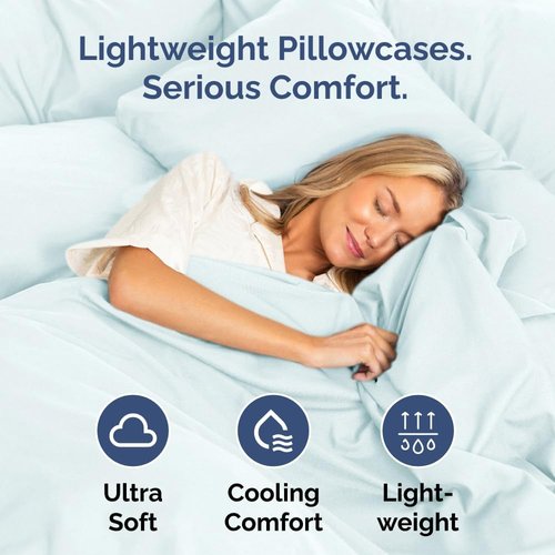King Standard Pillow Cases | Soft Hotel Quality Covers - Comfy & Machine Washable - Ice Blue - Set of 4