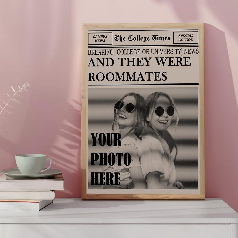 Skiennix Personalized Dorm Posters - Trendy Black & White Wall Art for College Girls | Roommate Decor
