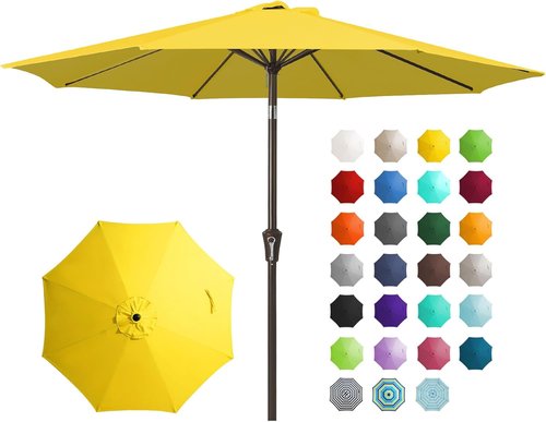 JEAREY 9FT Outdoor Patio Umbrella - UV Protection & Waterproof with Push Button Tilt | Yellow