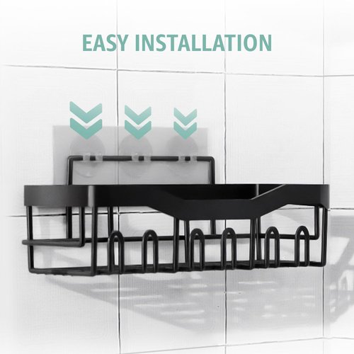 GD Adhesive Shower Caddy 5 Pack – Rustproof Stainless Steel No-Drill Bathroom Organizer Shelves with Large Capacity, Waterproof Storage Racks for Shower, Kitchen, Dorm, Apartment, and Home