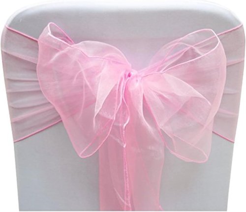 Elegant Organza Chair Sashes - Sheer Fabric for Weddings & Events | Pack of 10, Baby Pink
