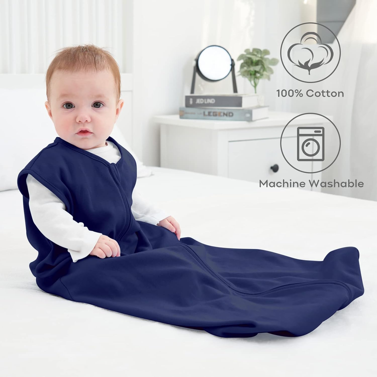 Yoofoss Baby Sleep Sack | 100% Organic Cotton Wearable Blanket for 12-18 Months | 2-Way Zipper, 0.5 TOG, 3 Pack