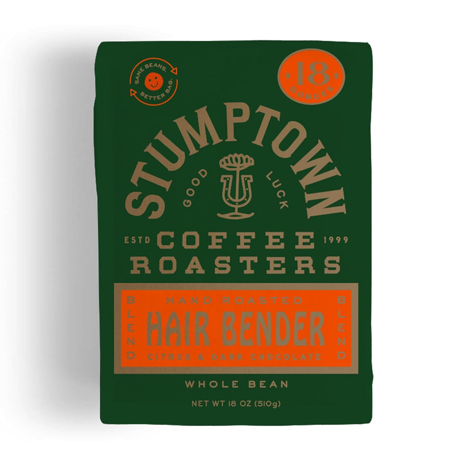Stumptown Coffee Roasters Medium Roast Whole Bean Coffee - Hair Bender 18 Ounce Bag with Citrus & Dark Chocolate Notes